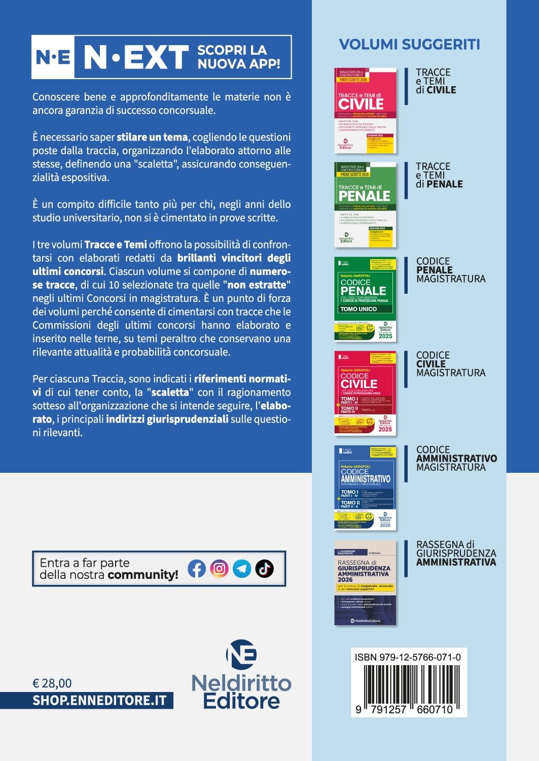 Tracce e temi di diritto amministrativo 2026. Per il concorso in magistratura e per i concorsi superiori. Nuova ediz.