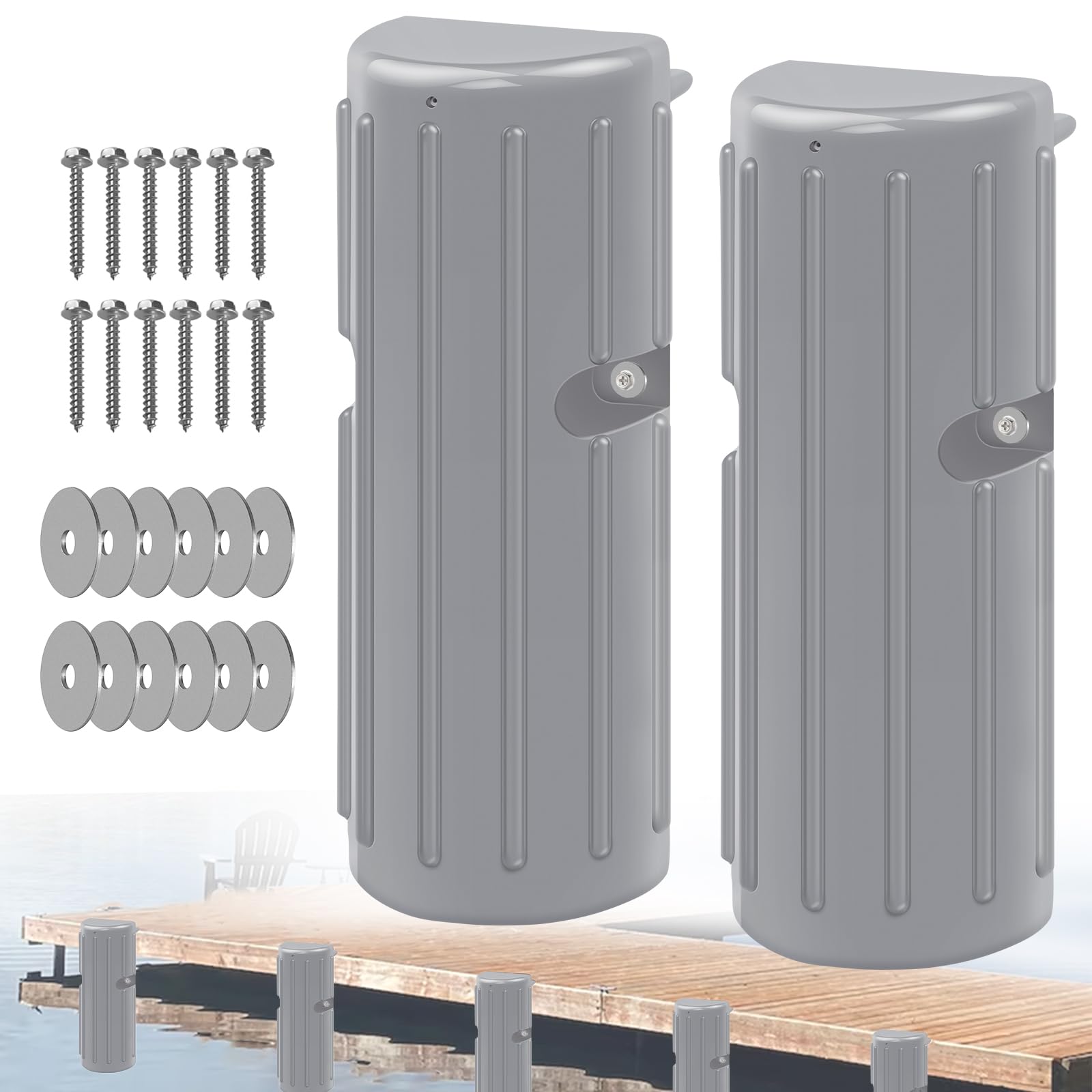 FBULWSEC Dock Bumper Fender - Heavy Duty Boat Dock Bumpers for Edge & Side - Marine Fender Guard - Vertical Dock Protection with Stainless Steel