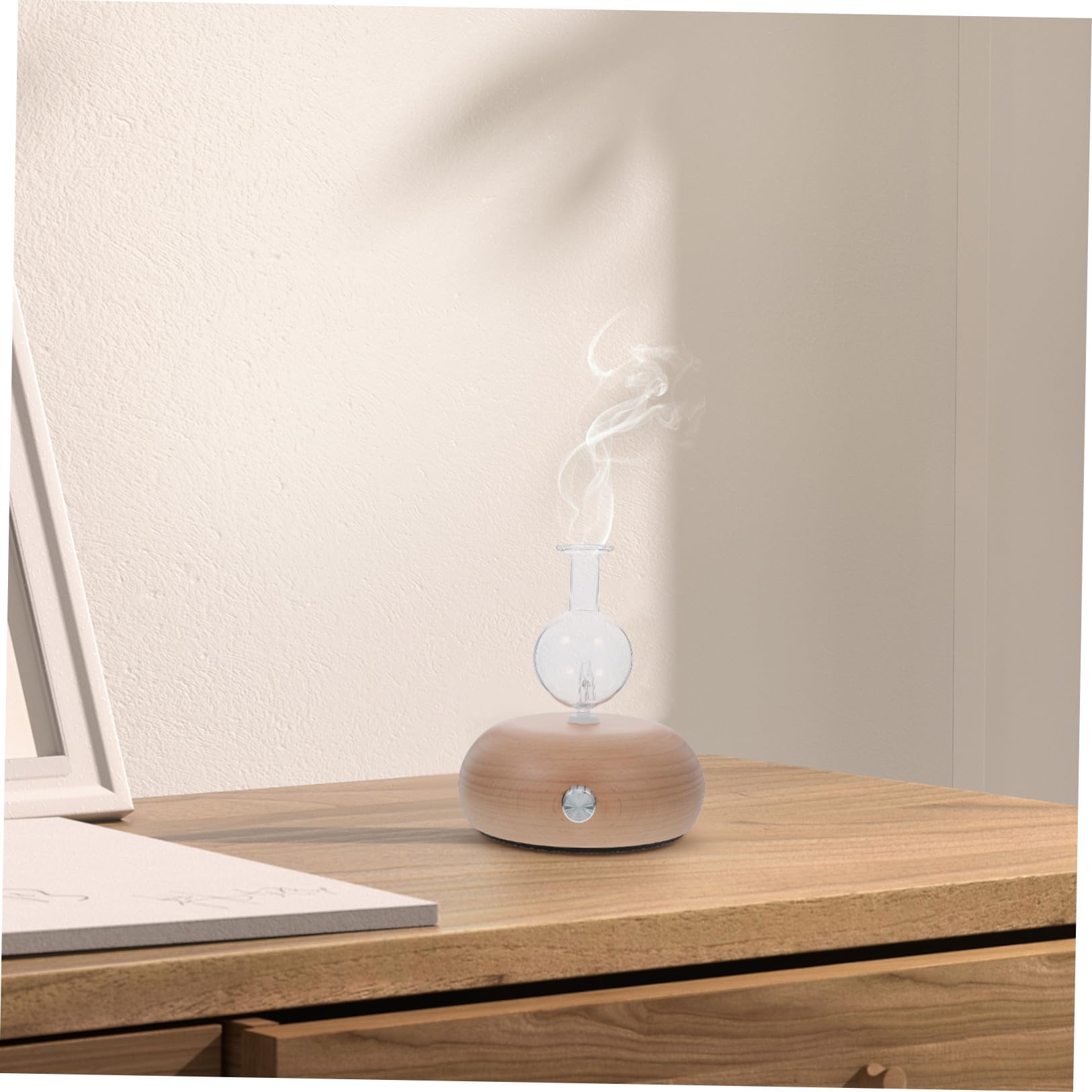 Difusor para Aceites Esenciales con Luz LED de 7 Colores y Diseño Romántico, Material Vidrio y Plástico, Adecuado para Sala de Estar y Biblioteca Varios Estilos