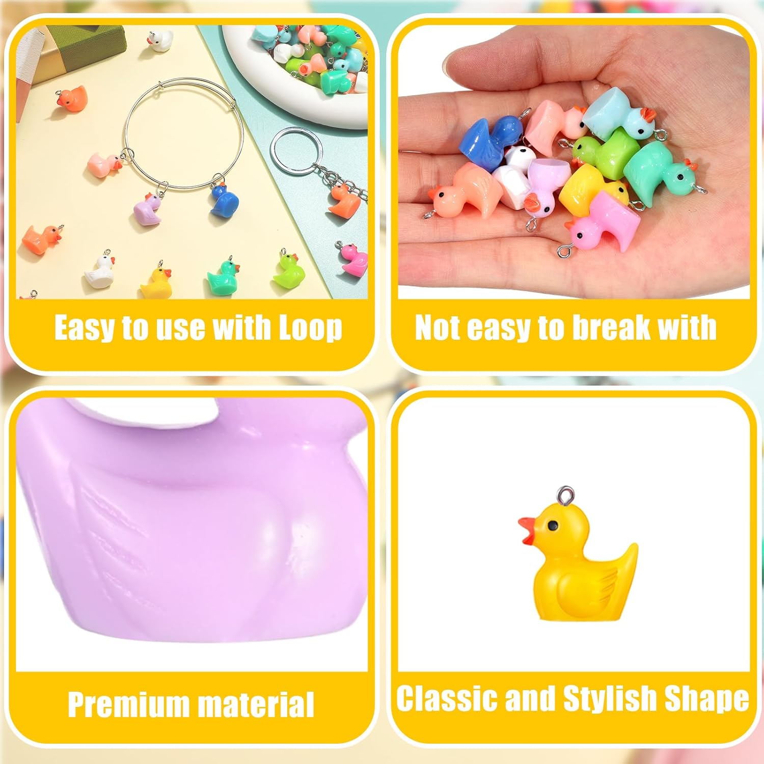 Soaoo 10 Colors Resin Duck Charms Pendants Mini Resin Duck DIY Pendants with Screw Eye Pin Jewelry Craft Supplies for Charm DIY Making Bracelet Earring Necklace Keychain Making Decor - Image 3