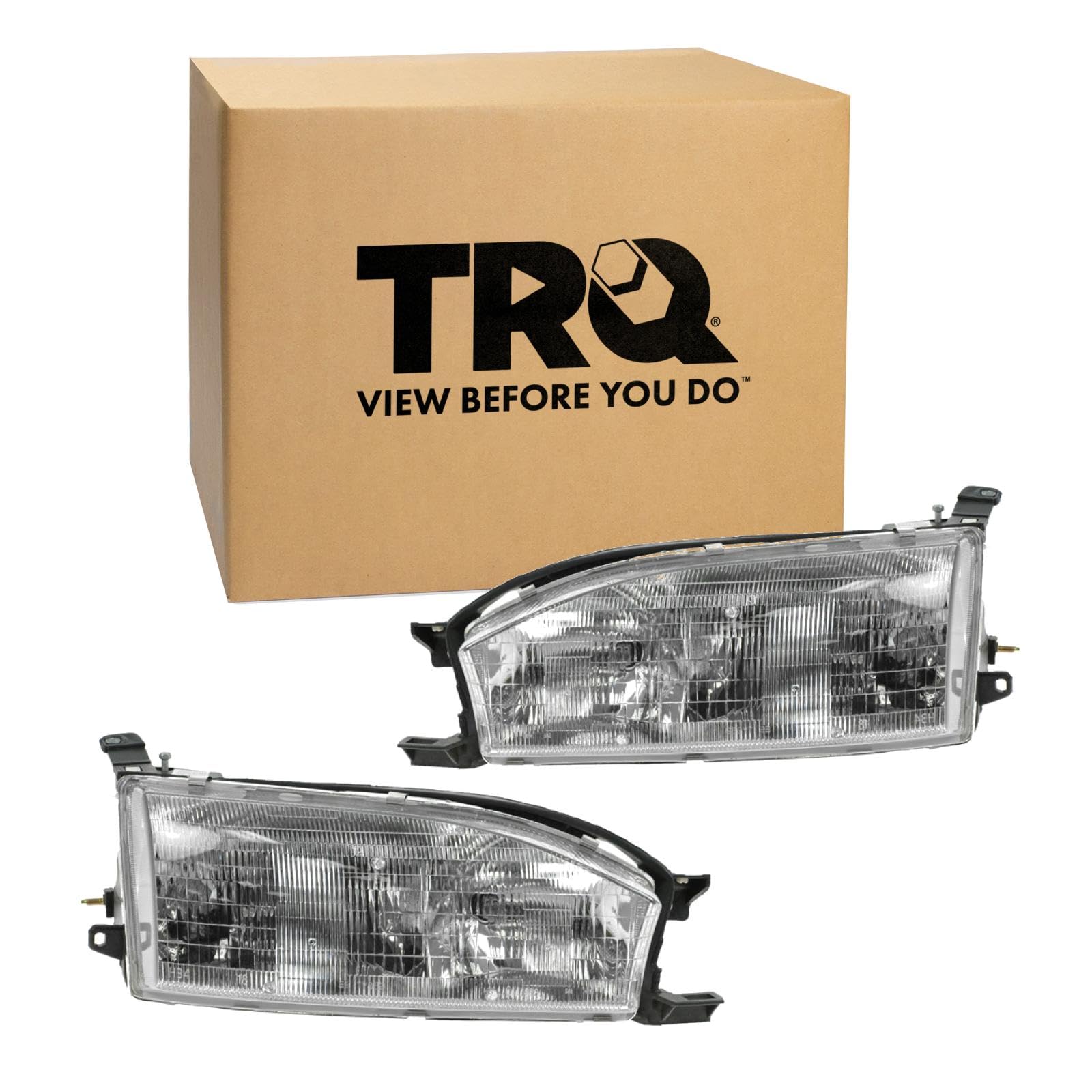 TRQ 2 Piece Headlight Assembly Set Driver &amp; Passenger Side Compatible with Toyota Camry 1992-1994 TO2502105 TO2503105 81110-06011 8111006011 81150-06011 8115006011