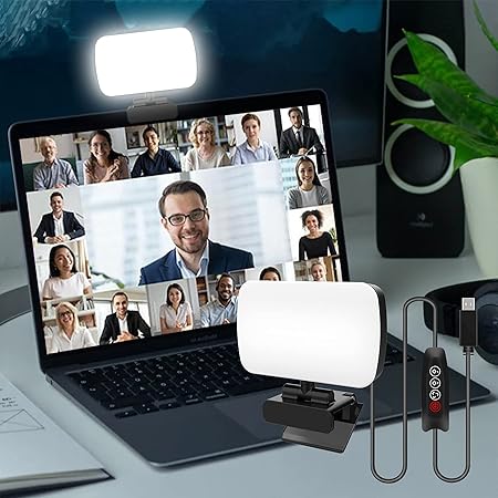 sylvwin Video Conference Lighting,Webcam Light with 3 Light Modes and Stepless Dimming,Zoom Call Lighting for Video Recording/Live Streaming/Remote Working/Online Meeting& Laptop Video Conferencing