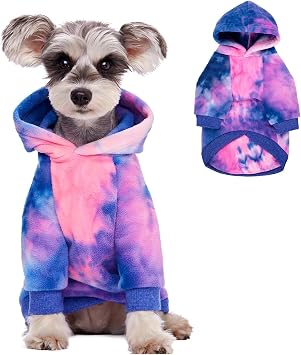 Dog Tie Dye Hoodie, Dog Winter Clothes, Pet Hooded Sweatershirt Pullover, Dog Coat Apparel for Small Medium Large DogsBlue Pink,XL-Chest 20