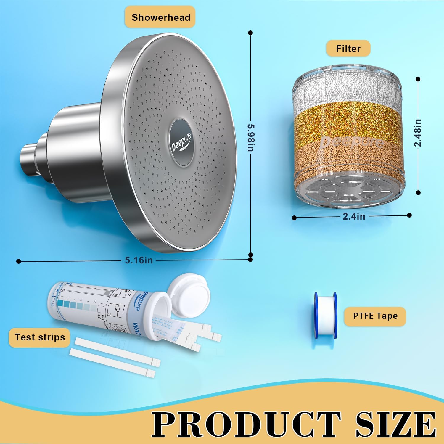 Filtered Shower Head Set with 2 Cartridges - Tested to NSF 177 Standards - High Pressure Hard Water Filter for Hair Loss & Dry Skin - Removes Chlorine - Premium Spa Showerhead