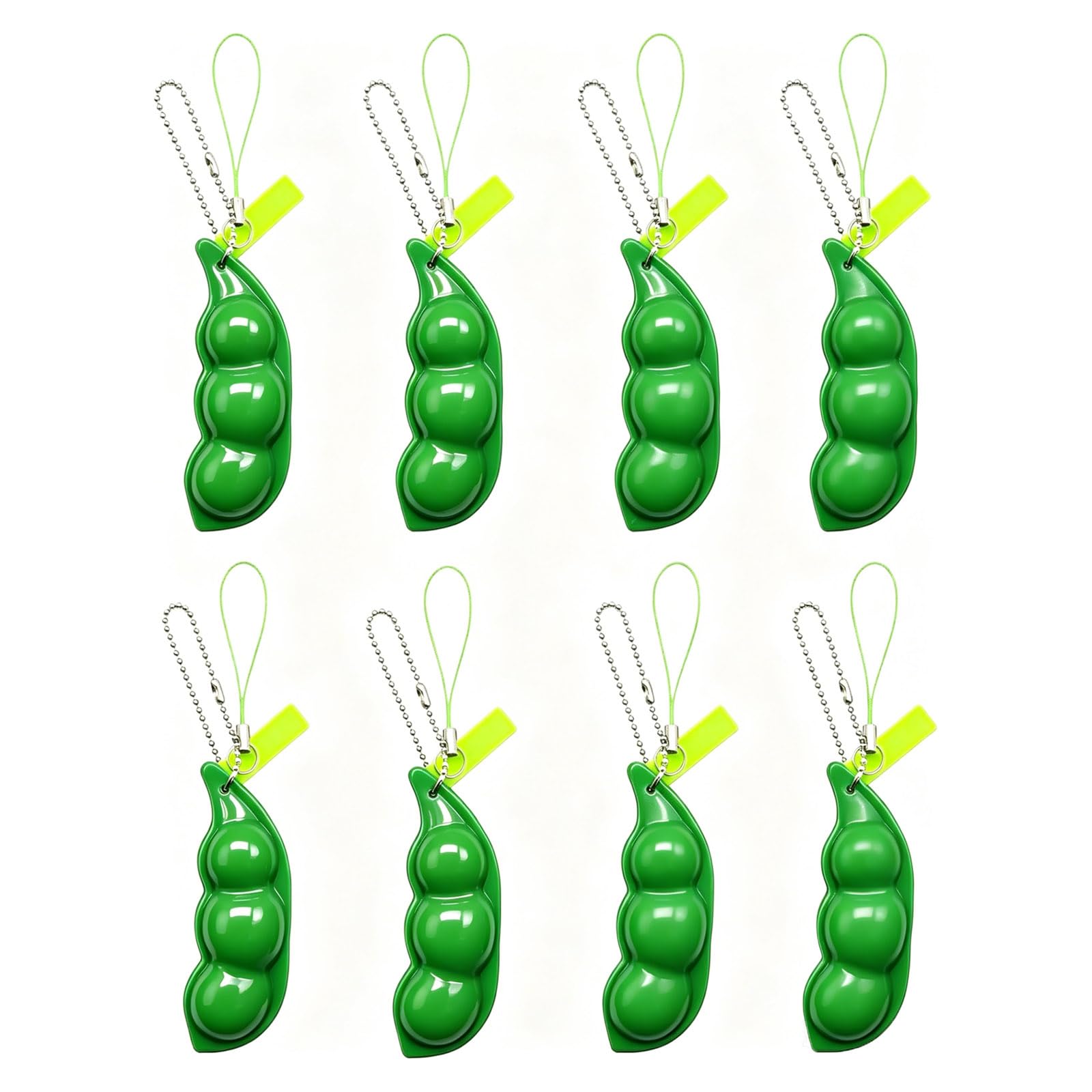 8 Pcs Pea Pod Fidget Toy, Squeeze Beans Keychain, Creative Boredom Pea Pod Stress Toy, Squishy Stress Relieving Bean Toys for Kids and Adults, for Reducing Anxiety, Stress, and Bring Fun