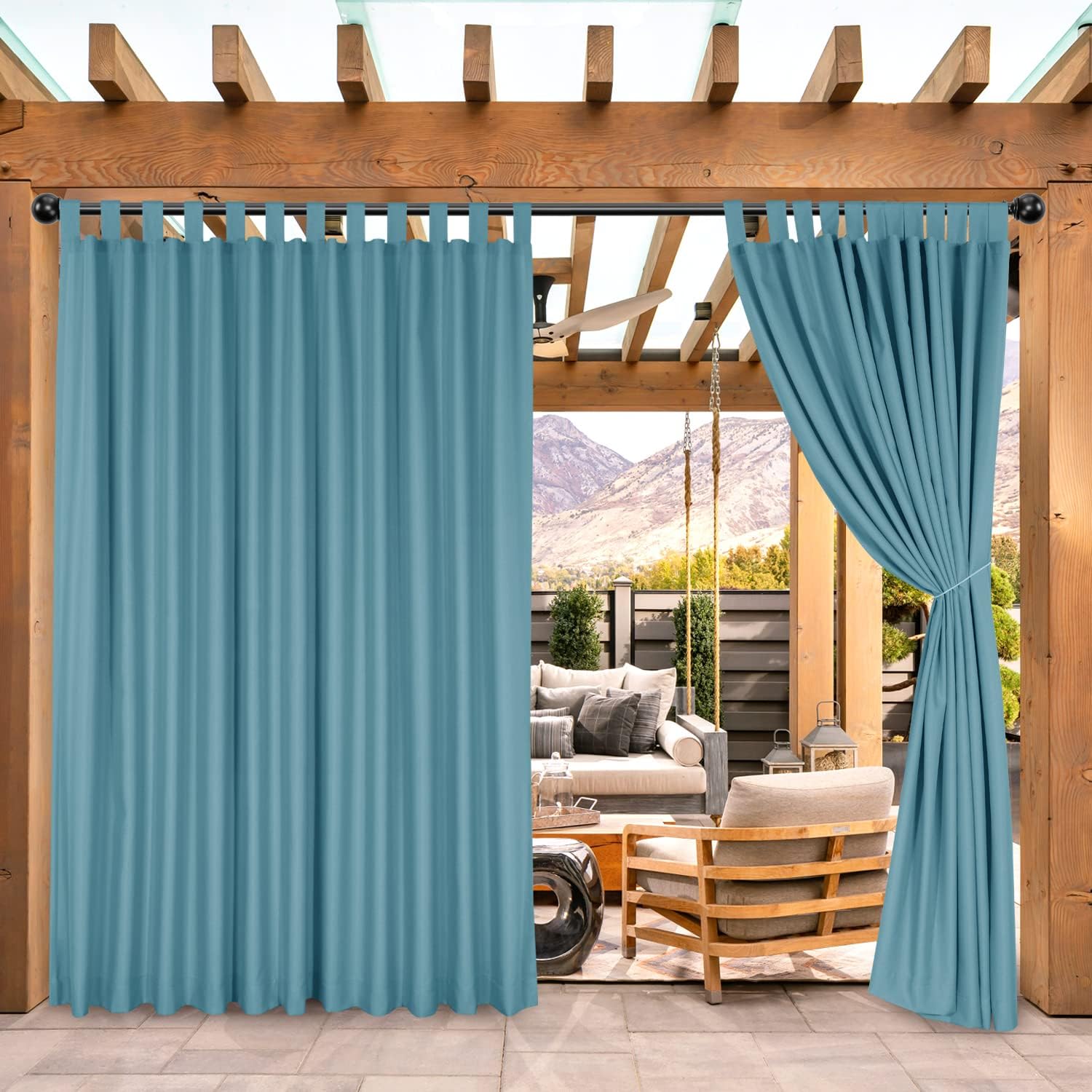 Rosnek Waterproof Indoor/Outdoor Blackout Curtain, Patio Privacy Protect Grommet Curtains Thermal Insulated Curtain Drapes 1 Panel