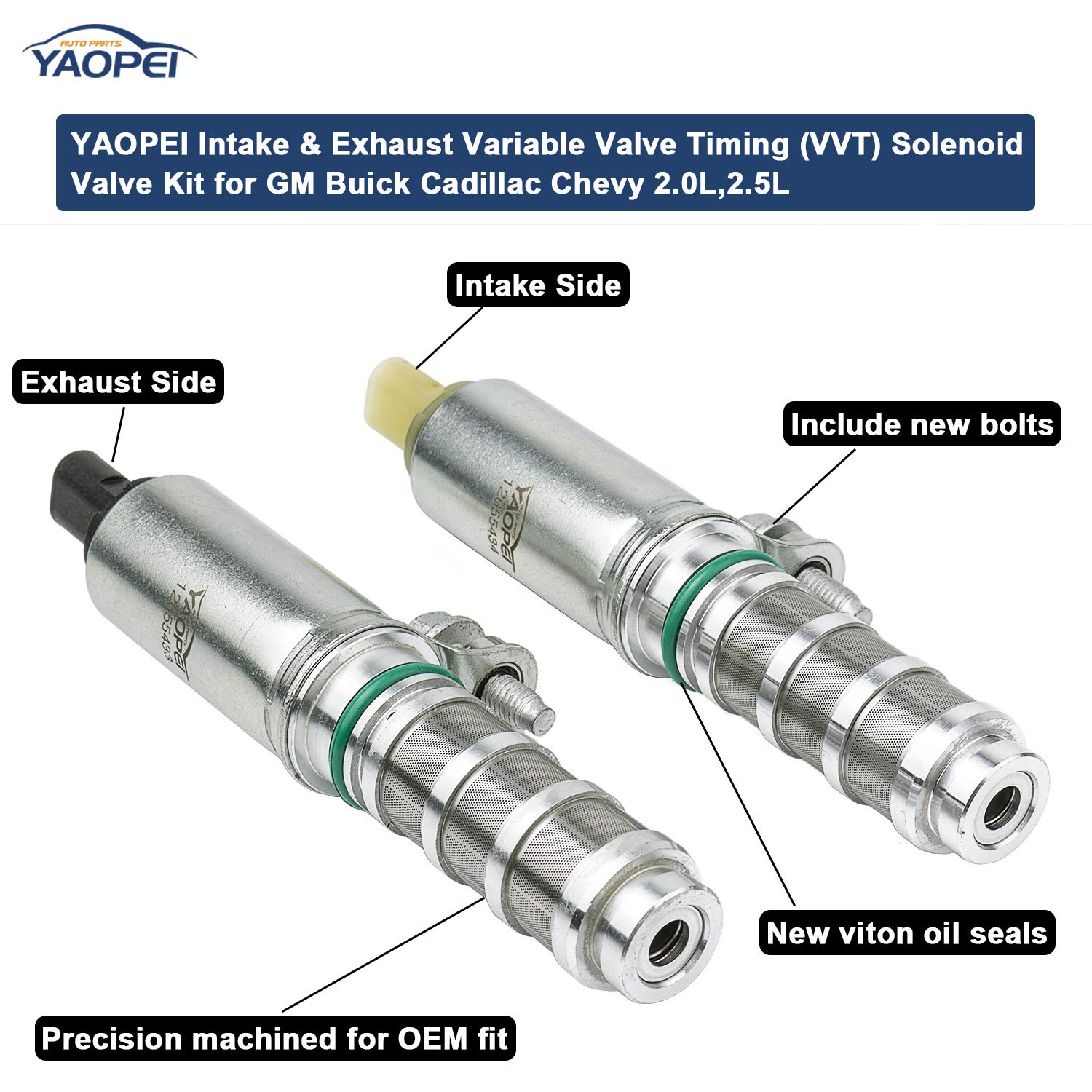 FANTIEJ 12655433 12655434 2pcs Intake & Exhaust Variable Valve Timing Solenoid Vvt Fit Buick Fit Chevrolet Fit Cadillac Ats Fit Gmc Canyon
