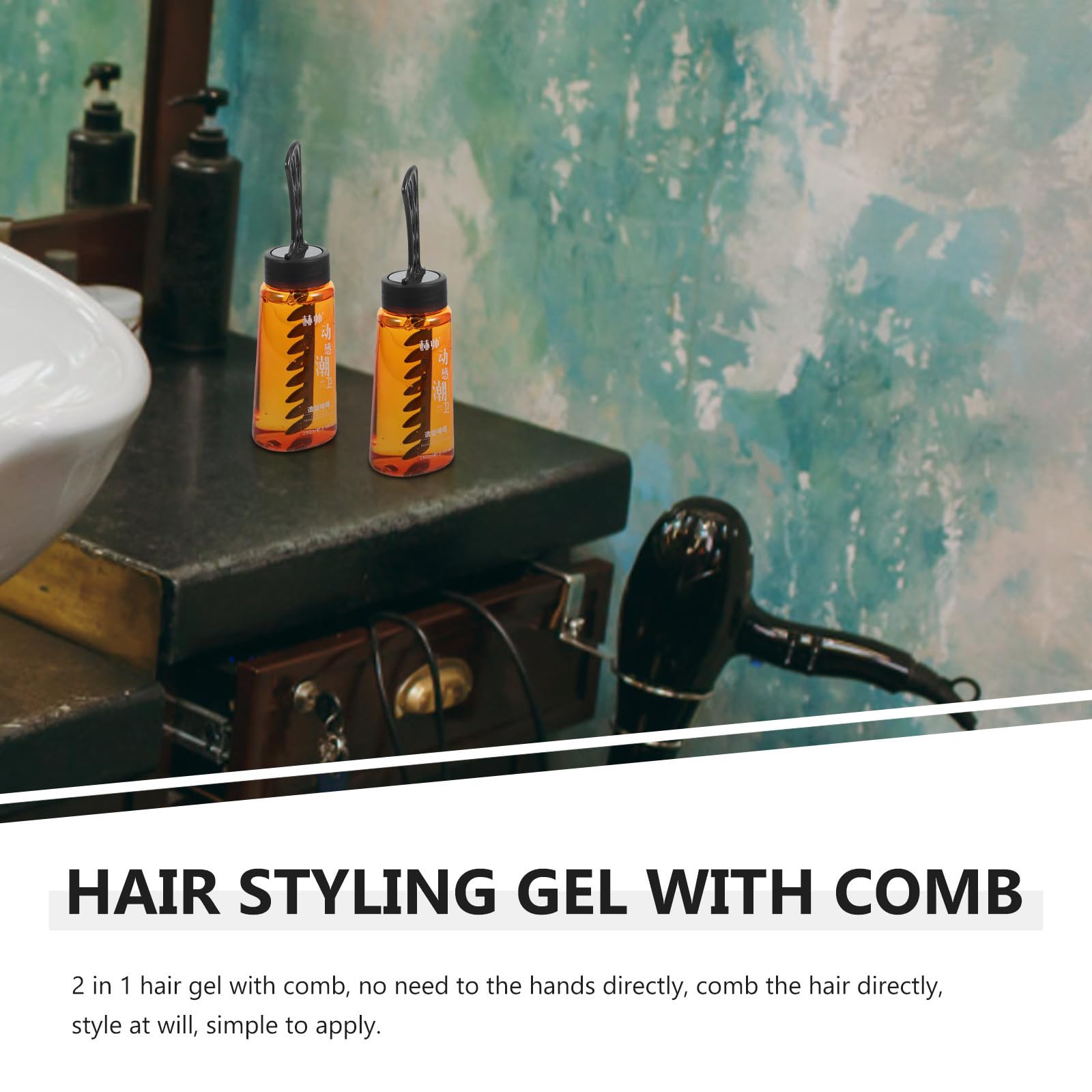 Styling Gel für Täglichen Gebrauch zu Hause 2 Stück mit Breitem Kamm Kunststoffmaterial Schnelles Trocknen und Gleichmäßige Anwendung für Männer