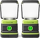 Consciot LED Battery Powered Camping Lantern, 1000LM, 4 Light Modes, IPX4 Waterproof Portable Tent Flashlight for Power Outages, Emergency, Hurricane, Hiking, Light Green, 2-Pack