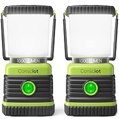 Consciot LED Battery Powered Camping Lantern 1000LM 4 Light Modes IPX4 Waterproof Portable Tent Flashlight for Power Outages