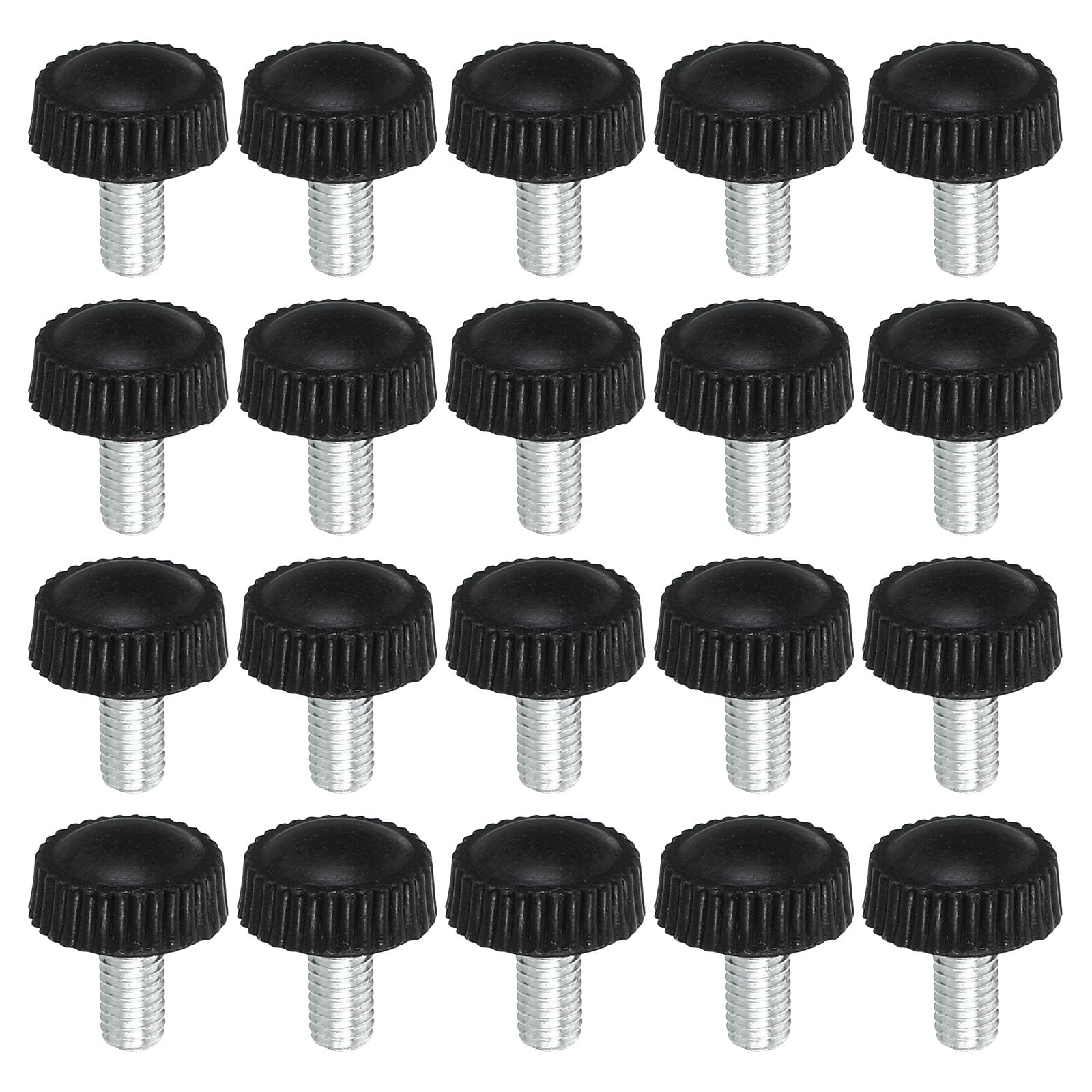 PATIKIL M5x10mm Knurled Thumb Screws, 20 Pack Male Thread Round Clamping Screws Knobs Hand Grip Bolts Mounting Fasteners for Lighting Furniture Hardware Black