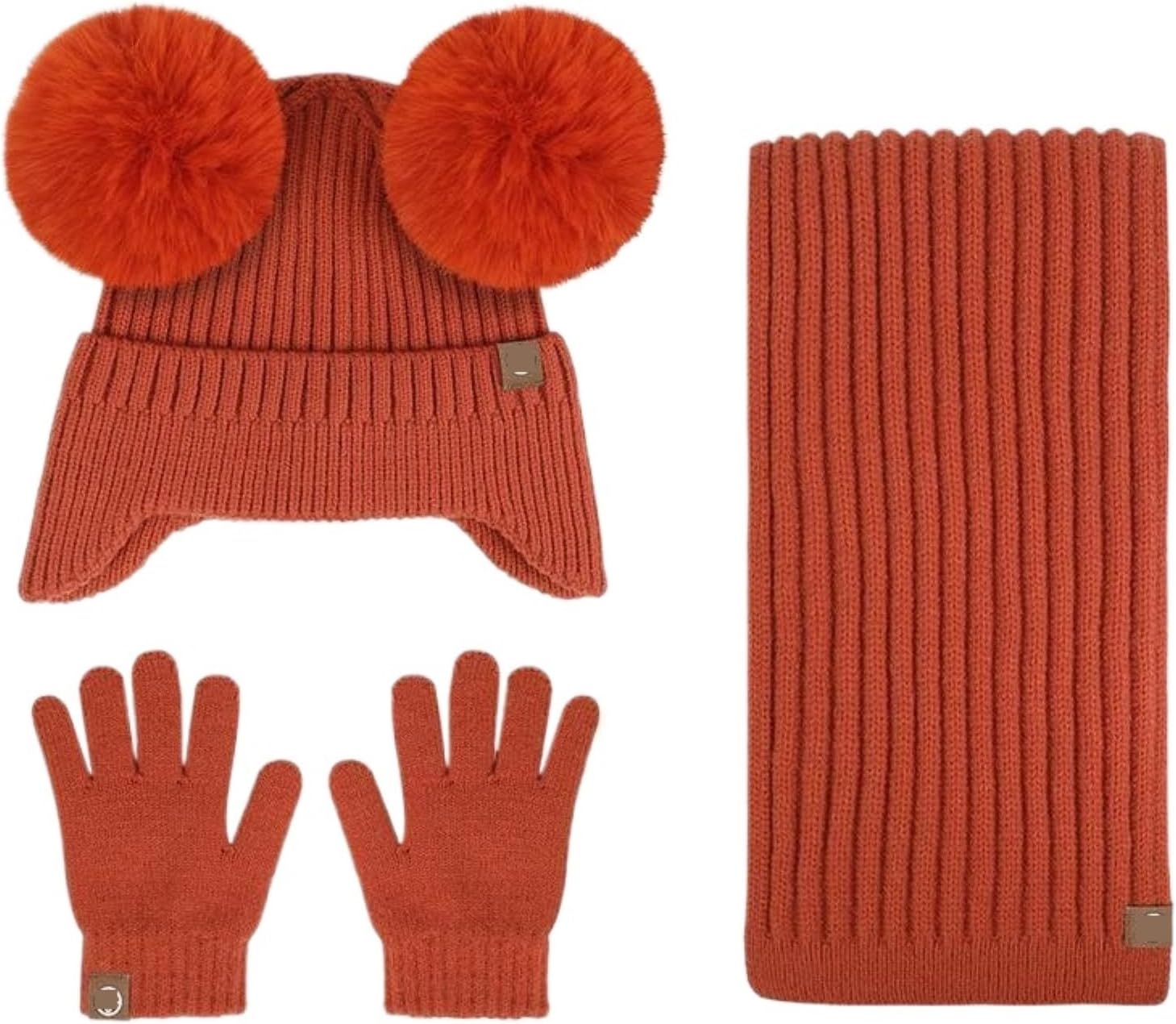 Winter Hat Scarf Gloves Thick and Warm Hat Scarf Gloves and Other Protective Clothing Sets for Cold Weather(Black)