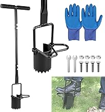 Flower Bulb Planter with 94 cm Long Handle Glove, Onion Planter with Step Rest & Sawtooth Edge, Flower Bulb Planting Tool, Tulip Planting Aids Onion Garden Tools for Digging, Black