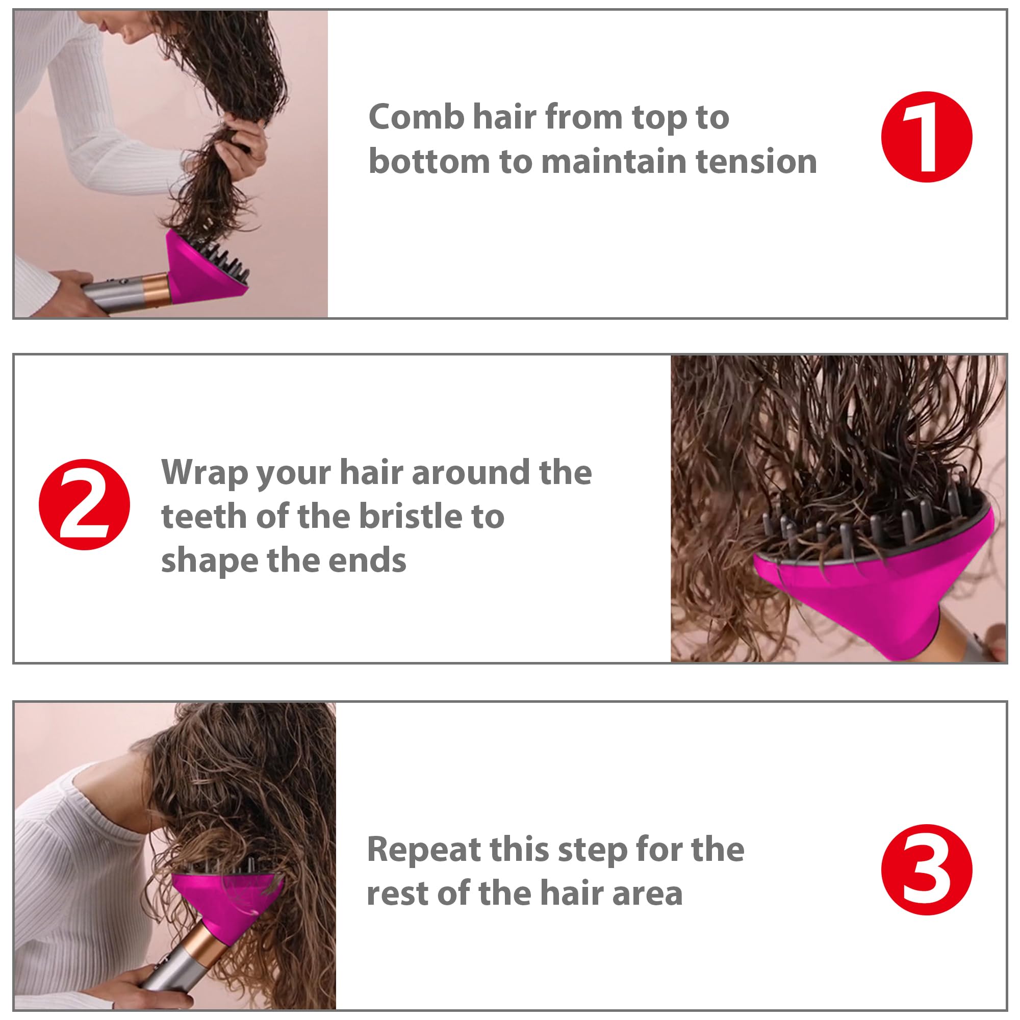 Diffusordüse für Dyson Airwrap Styler Aufsätze, Diffusordüse für Dyson Airwrap HS05 HS01, Umwandelbar für Dyson Airwrap Styler in Haartrockner, Diffusor Föhn Aufsatz (Rosarot)