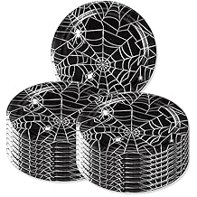 Halloween Plates Spider Web Paper Plates Party Supplies, Spiderweb Halloween Disposable Paper Dinnerware Decorations, Spooky Tableware Black, Pack of 24