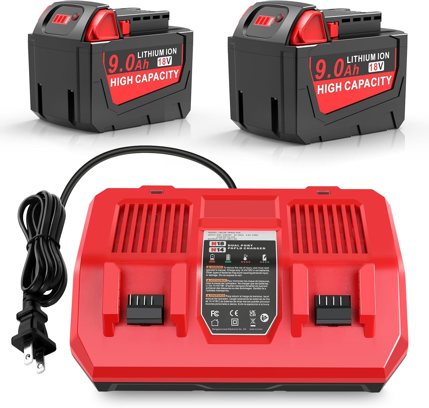 9.0Ah 18V Battery Compatible for Milwaukee WK1890 Mk-18 Tools, Compatible with 48-11-1840, 48-11-1828, 48-11-1820, 48-11-1815, 48-11-1850, 48-11-1890, 2646-22CT Cordless Power Tools