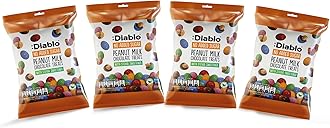 Diablo Milk Chocolate Peanuts - No Added Sugar, Sweetened with Stevia - Individually Packed Bags, Chocolate Covered Nuts Hamper Basket Available for Gifting - Peanut Milk Chocolates - 40 g Pack of 4