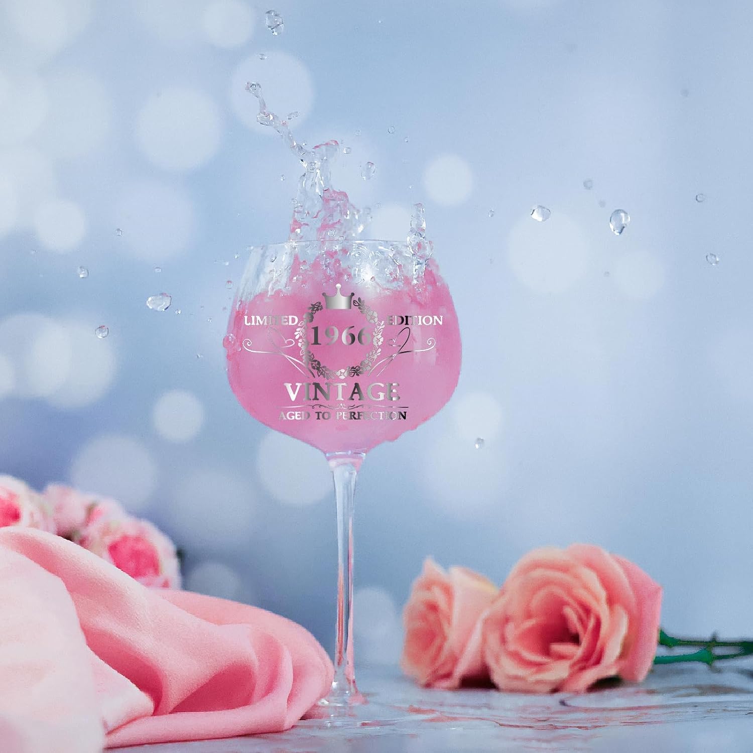 60th Birthday Gifts for Women, Vintage 1966 Engraved Wine Glass in Gift Box image 4