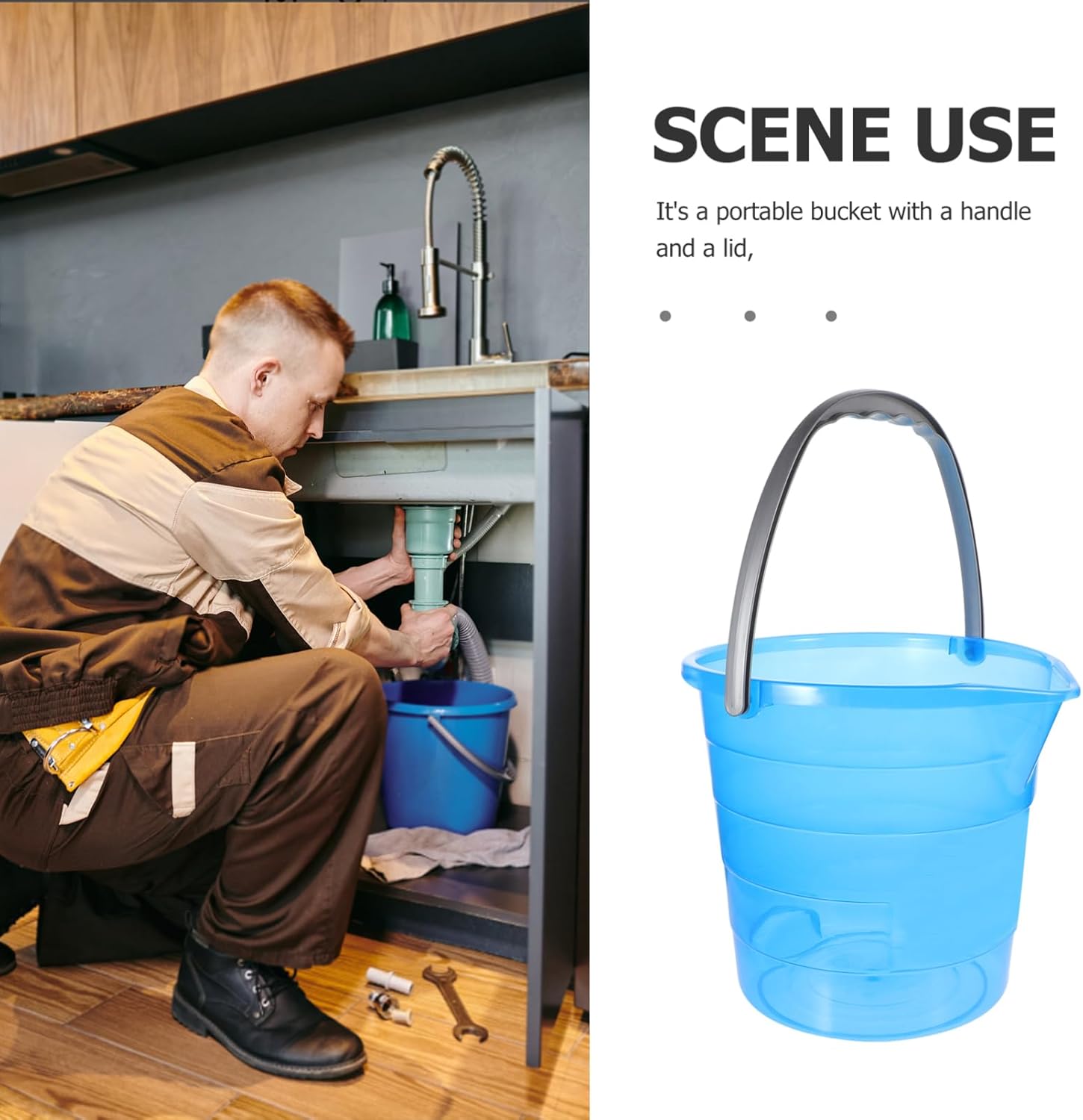 Portable Plastic Water Bucket Handle Multi-Purpose Wash Bucket for Home Dormitory and Outdoor Use for Laundry Fishing