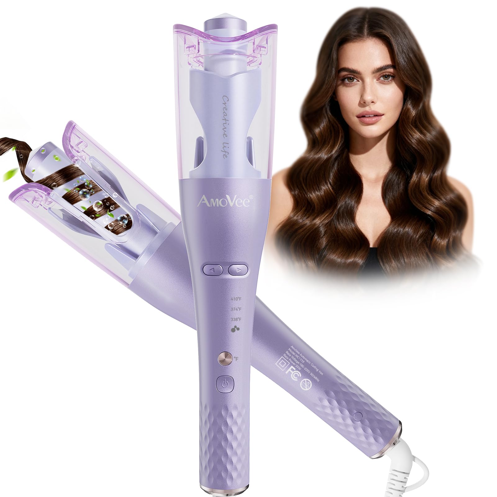 Automatic Hair Curler Automatic Curling Iron Rotating for Beach Waves Automatic Curler with Anti-Scald Tangle-Free Negative Ion Dual