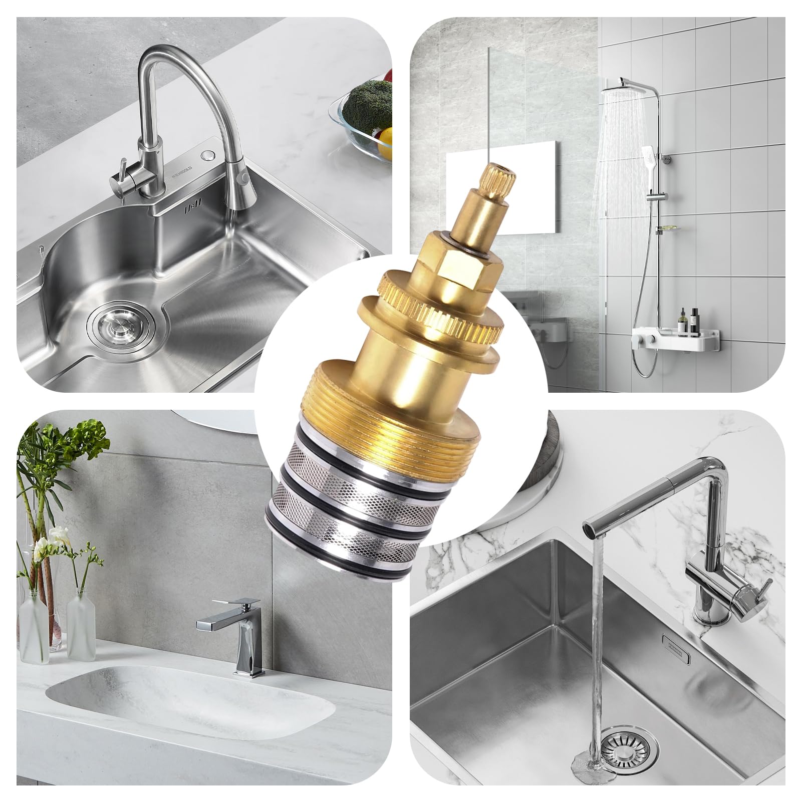 78913 Cartouche de contrôle d'eau thermostatique, remplacement de bobine de robinet en laiton, kit de réparation de barre de valve de mélangeur, contrôle de température