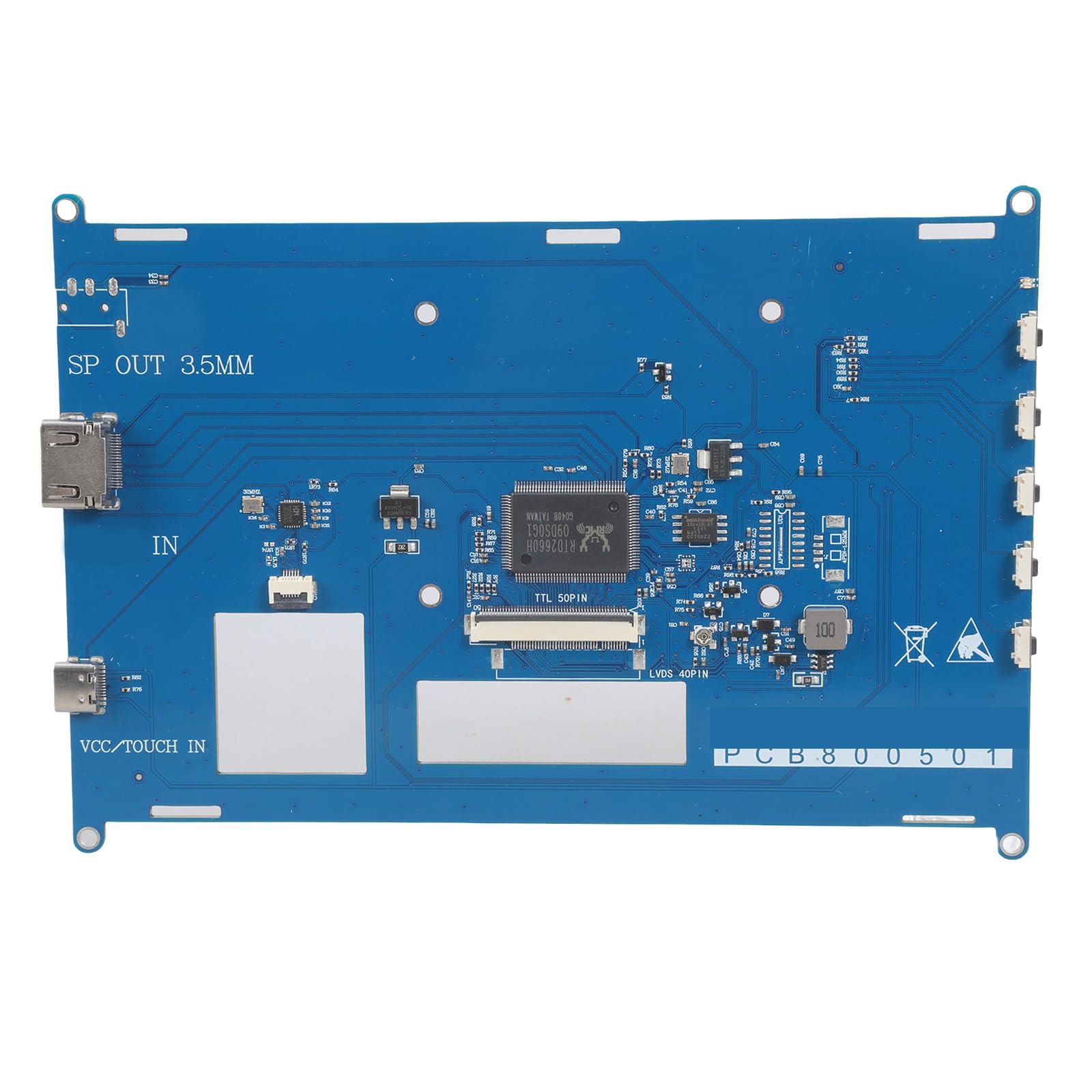 Buxuaaaa Power 50Pin LCD Controller 800X480 / 1024X600 Capacitive Touch Panel for 4B 3B+ Development Board