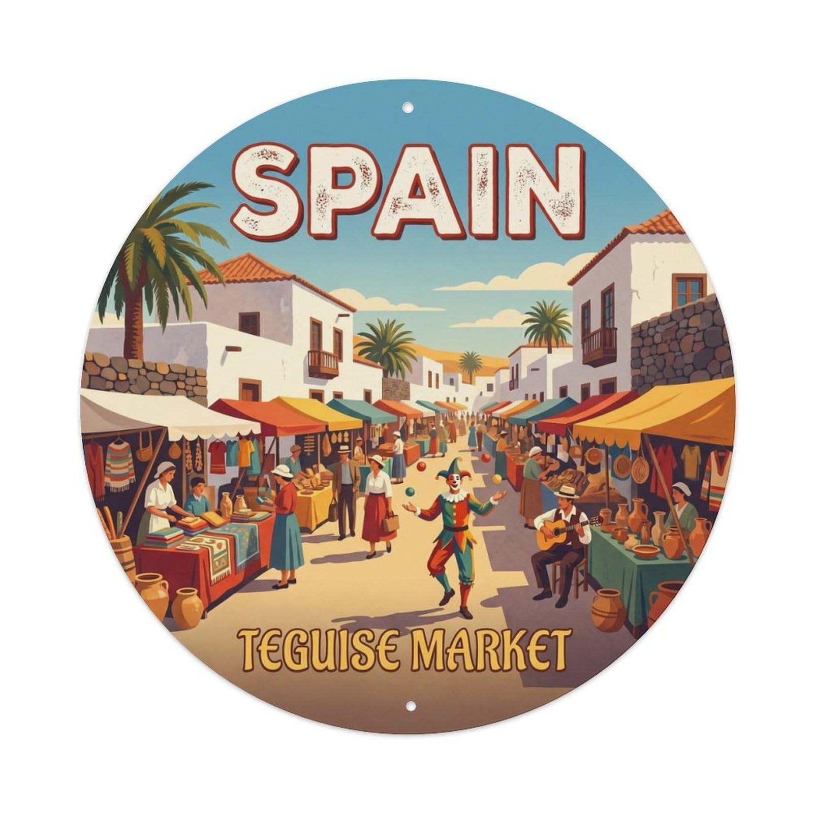 Lanzarote Teguise Market Spain Landmark Travel Metal Tin Sign