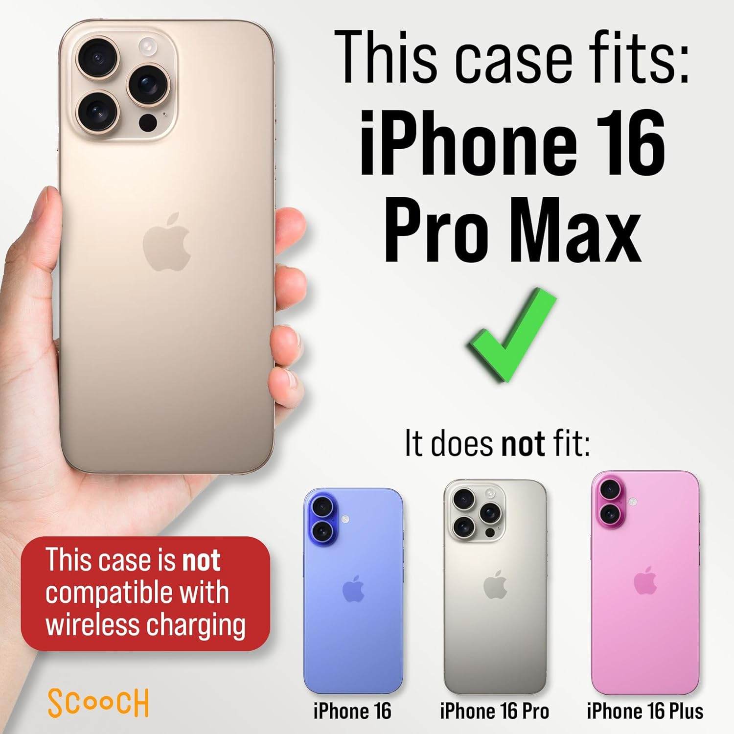 Scooch for iPhone 16 Pro Max Case with Card Holder, Wingmate Wallet Case with Hidden Card Slot and RFID Protection for up to 4 Cards, 10-Foot Drop Protection, Black - Image 4