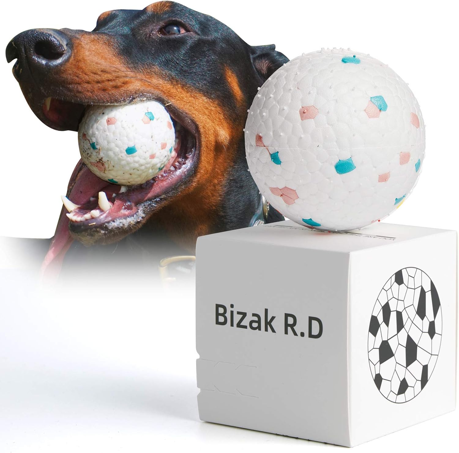 Bizak R.D Dog Ball Toy, 1 Pack Indestructible Dog Toys for Small Medium Dogs Pet Elastic Exercise Toy for All Breeds – Planet-Friendly…