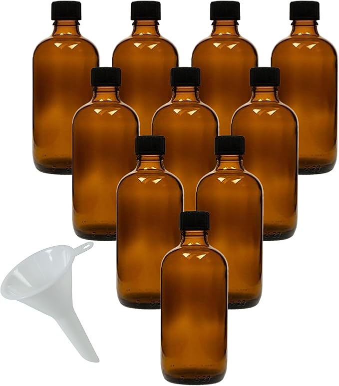 mikken 10 x braune Apothekerflasche 100ml made in Germany, inkl Beschriftungsetiketten + Trichter