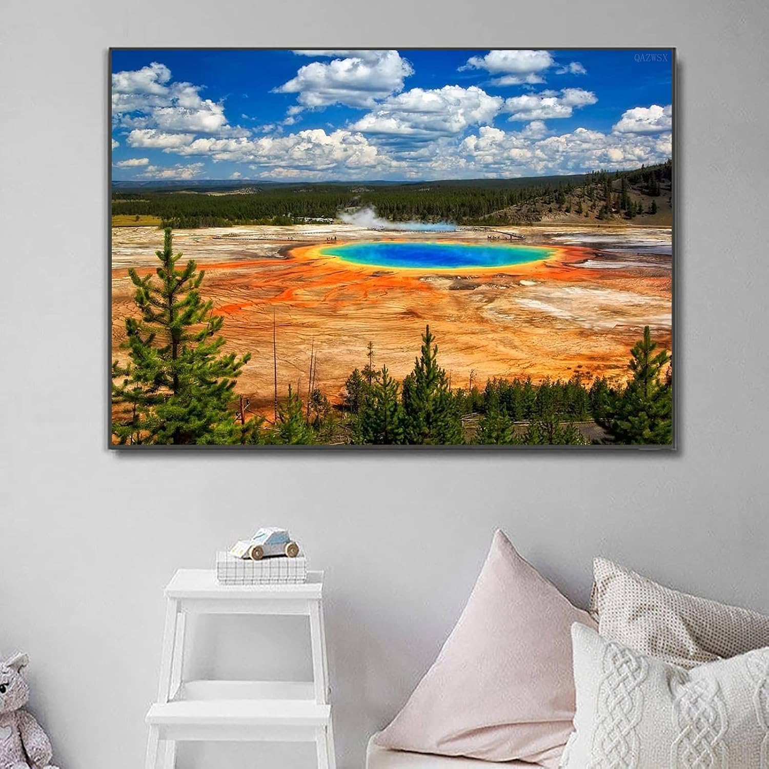 QAZWSX 5D Diamond Painting Kit Yellowstone National Park Landscape Full Drill Diamond Embroidery Painting DIY Cross Stitch Painting for Home Wall Decor 30X40cm