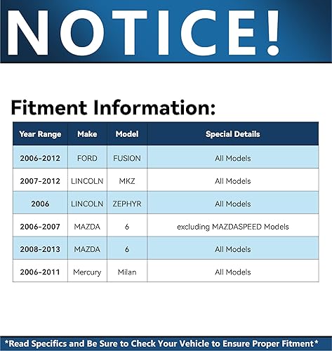 Miniatura 2 de Detroit Axle - Kit de frenos para Ford Fusion Lincoln MKZ Zephyr Mazda 6 Mercury Milan Rotores de freno de disco perforados y ranurados Pastillas