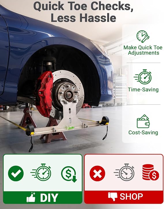 Wheel Alignment Tool for DIY Toe Adjustment, Stainless Steel Toe Alignment Plates Allow Quickly Operation, Easy Way to Check Toe in/Out, Fits Most Cars & Trucks(Patent Design)