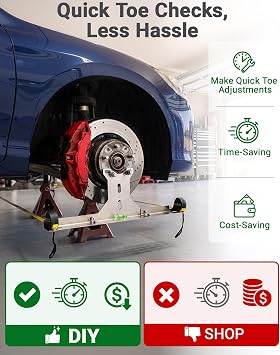 Wheel Alignment Tool for DIY Toe Adjustment, Stainless Steel Toe Alignment Plates Allow Quickly Operation, Easy Way to Check Toe in/Out, Fits Most Cars & Trucks(Patent Design)