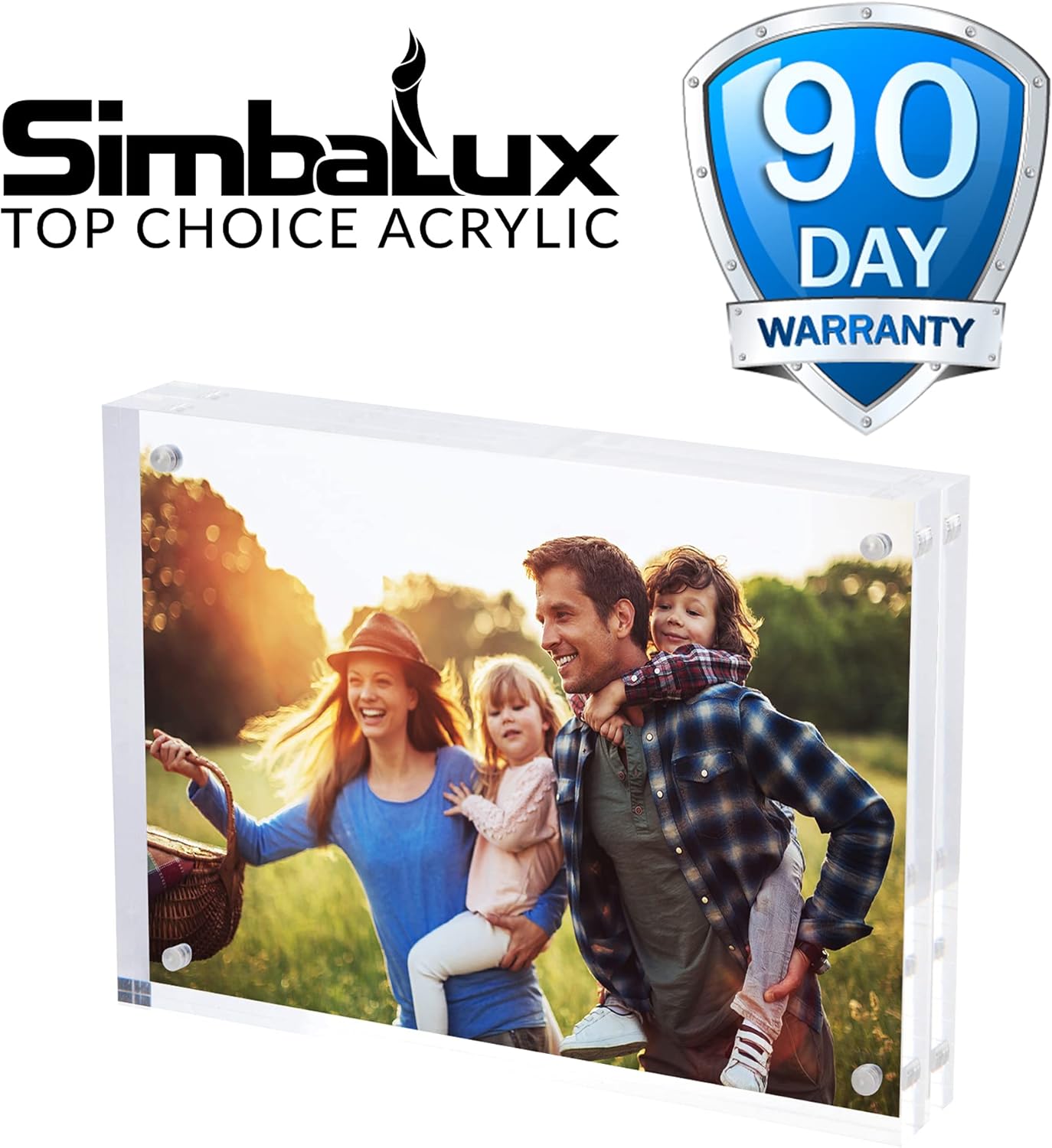 SimbaLux Magnetic Acrylic Picture Photo Frame 5x7 inches (3 Pack), Clear Glass Like, Double Sided Frameless Desktop Floating Display, Free Standing, Easy to Change