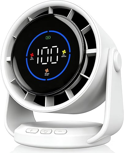 Miniatura 11 de Ventilador de escritorio, ventilador de mesa turbo para dormitorio, pantalla digital de 100 velocidades, bajo ruido, inclinación ajustable de 105°,