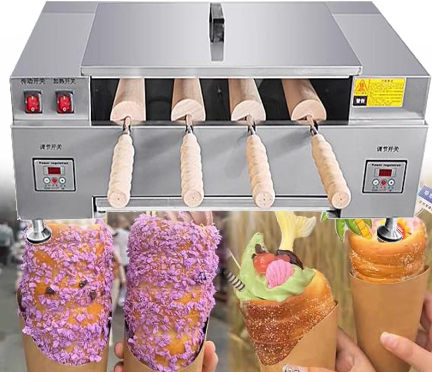 Chimney-style cake roll oven, electric ice cream cone oven, commercial chimney-style cake maker. Suitable for commercial use.(Digitaldisplay)