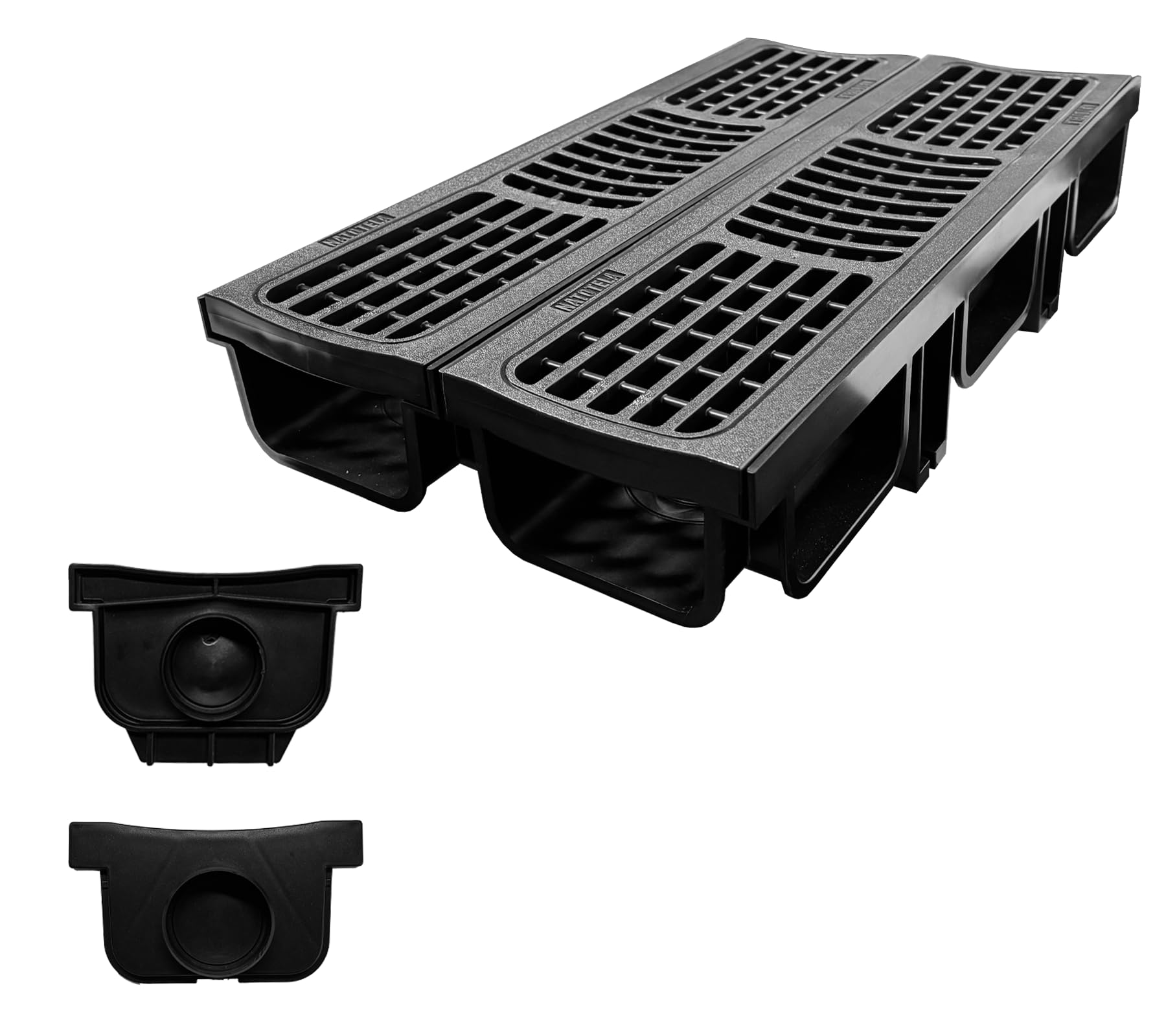 Natotela 2 Pack B125 Channel Drain with HDPE Grate shallow profile trench ditch system
