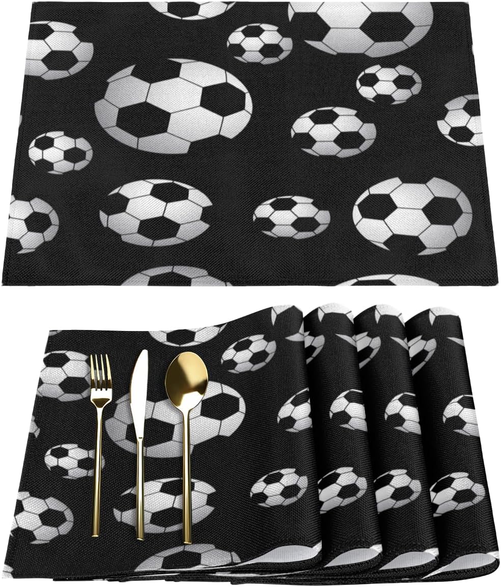 Soccers Placemats Set of 6 Fabric Placemats Square Placemat