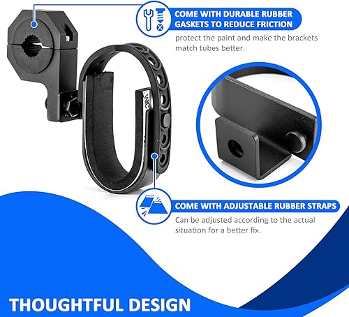 Miniatura 4 de Wsays Soporte para pistolas UTV, correas de goma ajustables para barras de rodillo de 1 a 2 pulgadas, compatible con Polaris RZR Ranger Fit Can Am
