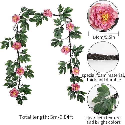 Miniatura 4 de Jieowvhc Guirnalda de flores retro para colgar en la pared, guirnalda de flores de 9.84 pies, guirnalda colgante de flores de vid, flores de seda