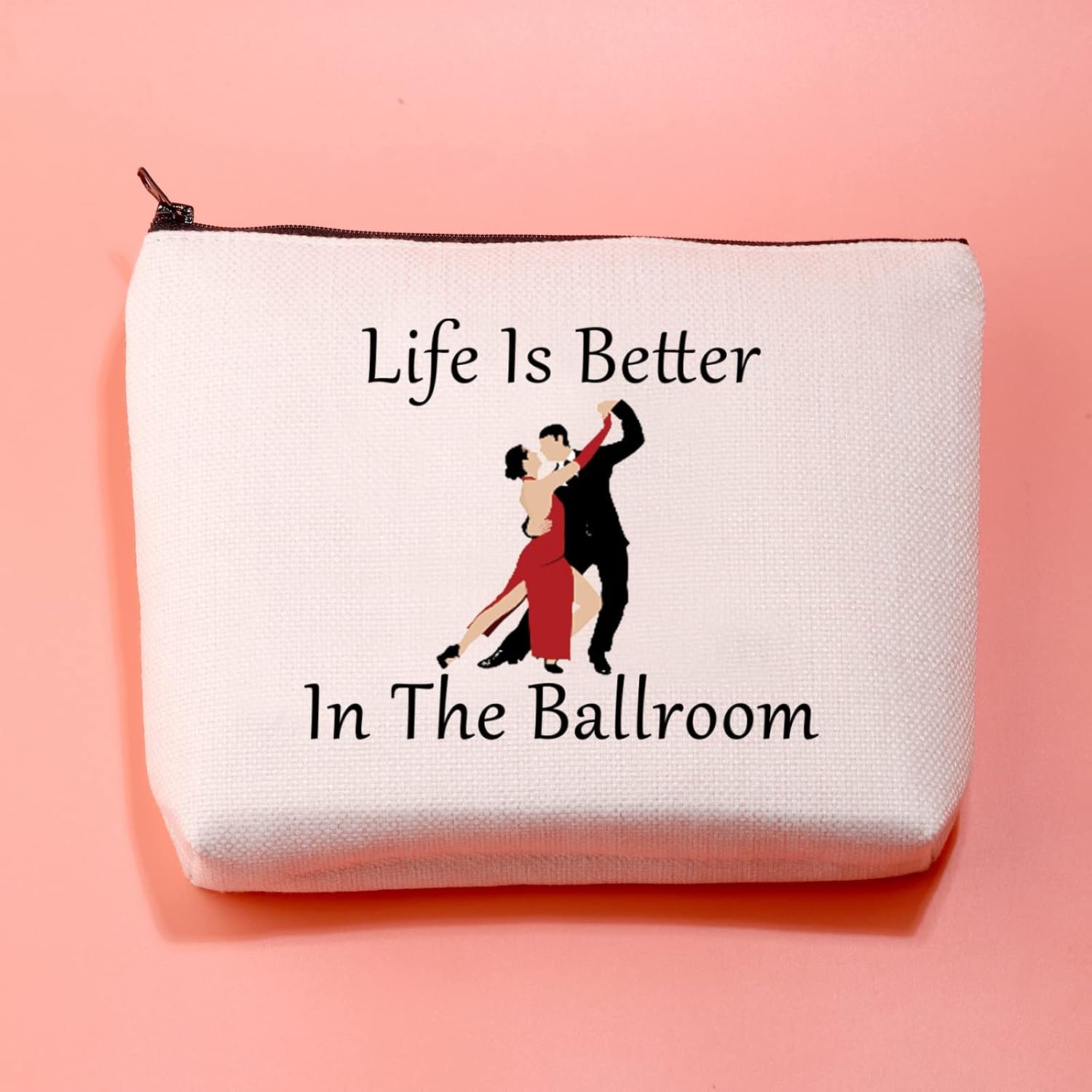 JXGZSO Dance Lover Gift - Life Is Better in the Ballroom Makeup Bag - Dancer Organizer Bag for Ballroom and Tango image 3