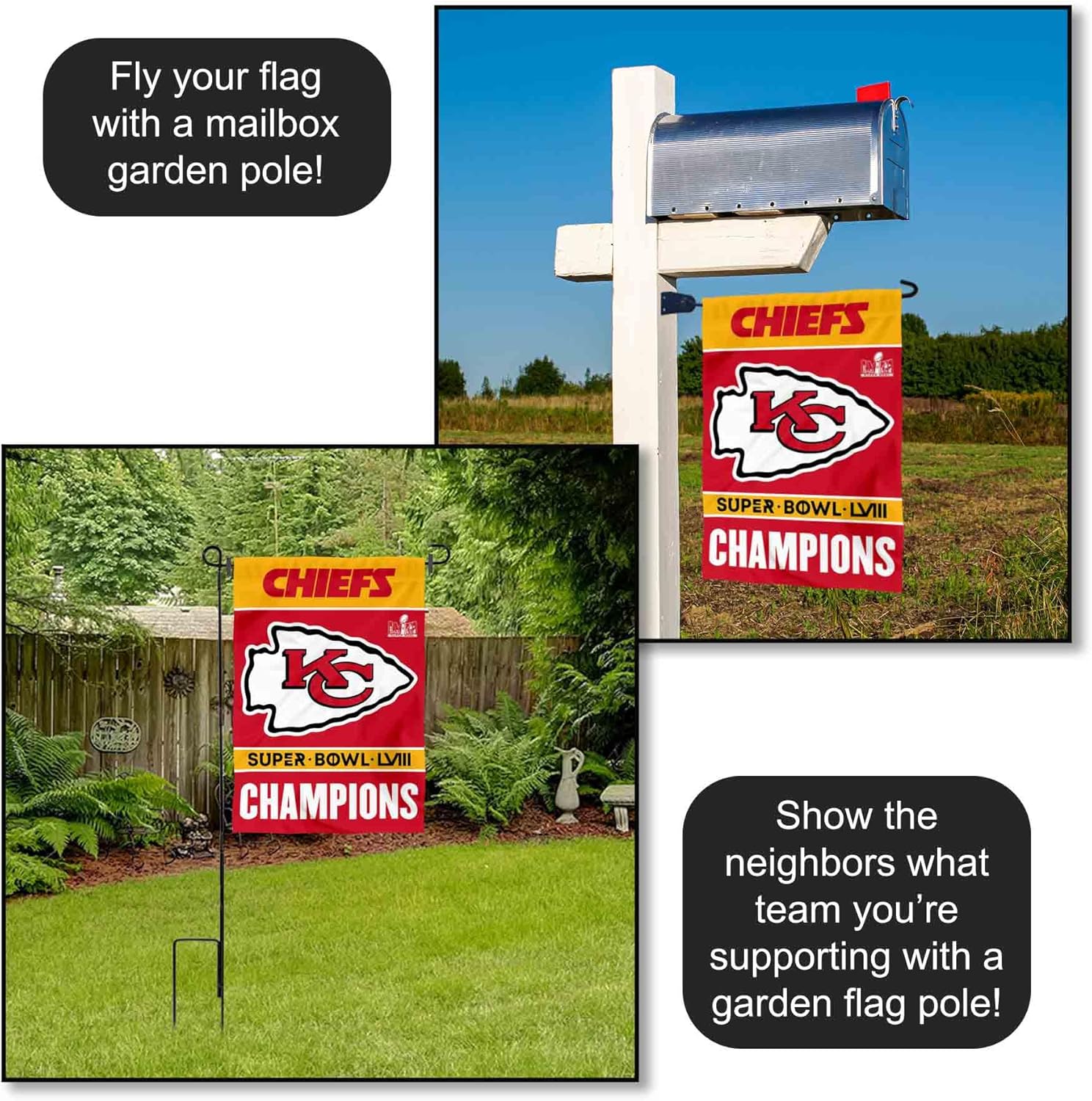 Kansas City Chiefs 2024 Super Bowl LVIII Champions Yard Garden Banner Flag - Image 4
