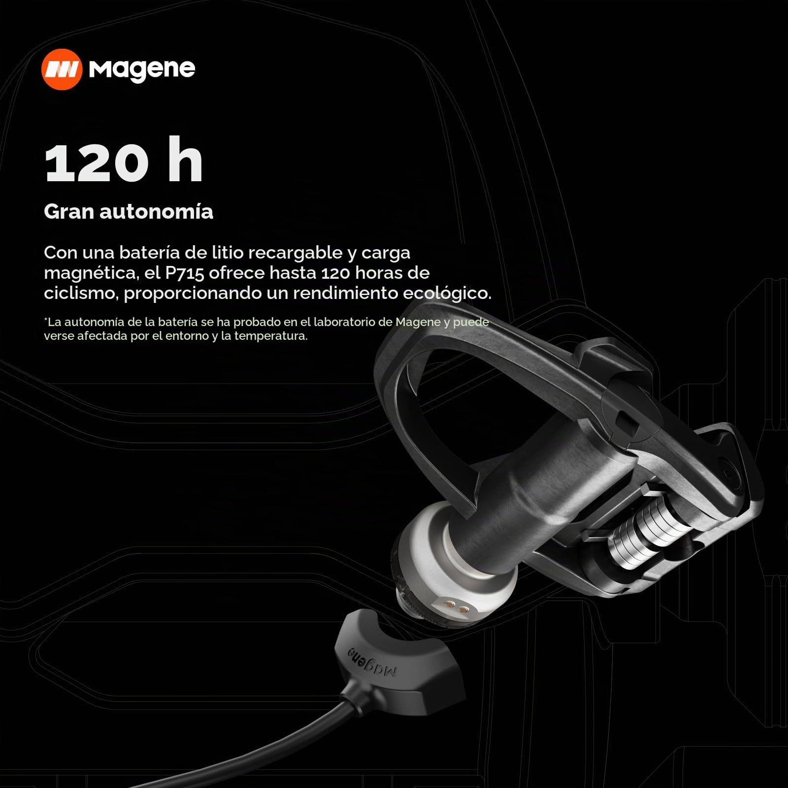 Magene P715 Medidor de Potencia de Pedal, Precisión de Potencia de ±1%, 120 h de Batería, Bluetooth Ant+, Pedales de Bicicleta de Doble Cara Compatibles con (SPD-SL)/(KEO)