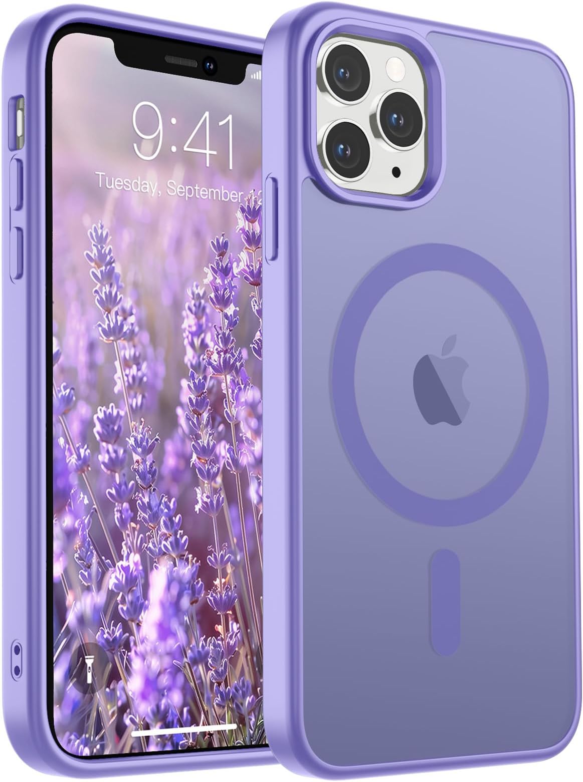 SUPFINE Magnetic for iPhone 11 Pro Max Case (Compatible with MagSafe) (10 FT Military Grade Drop Protection) Slim Translucent Matte Shockproof with Anti-Fingerprint Phone Case,Purple