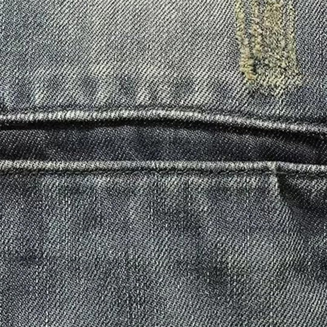 Męski Vintage Zip Stand Up Bawełniany Slim Fit Denim Płaszcz Zimowa Kurtka Dżinsowa