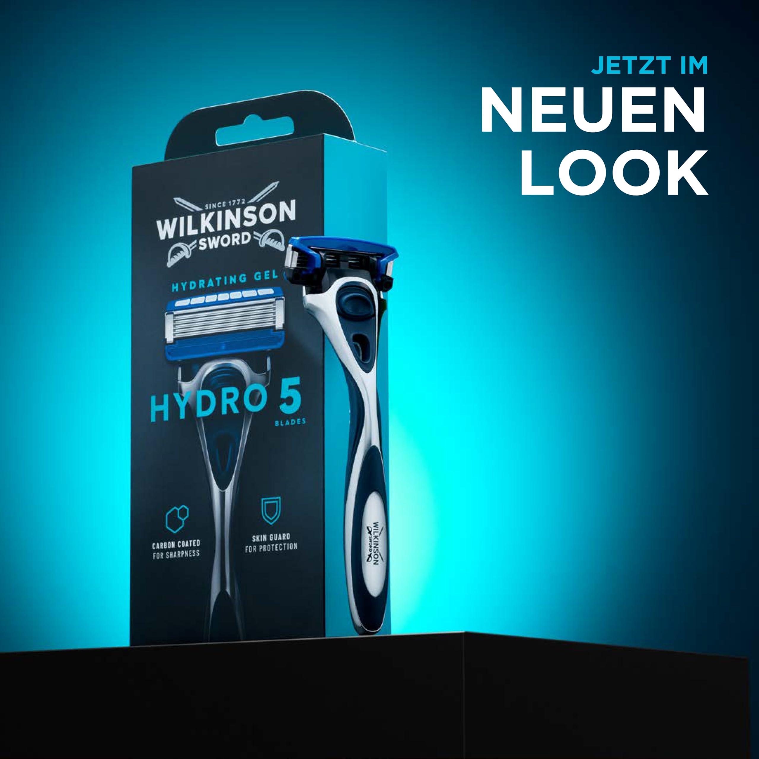 Wilkinson Sword - Hydro 5 Rasierer für Männer, Rasiergriff + 13 Rasierklingen, Feuchtigkeitsspendende Gel-Pools und umklappbarer Trimmer