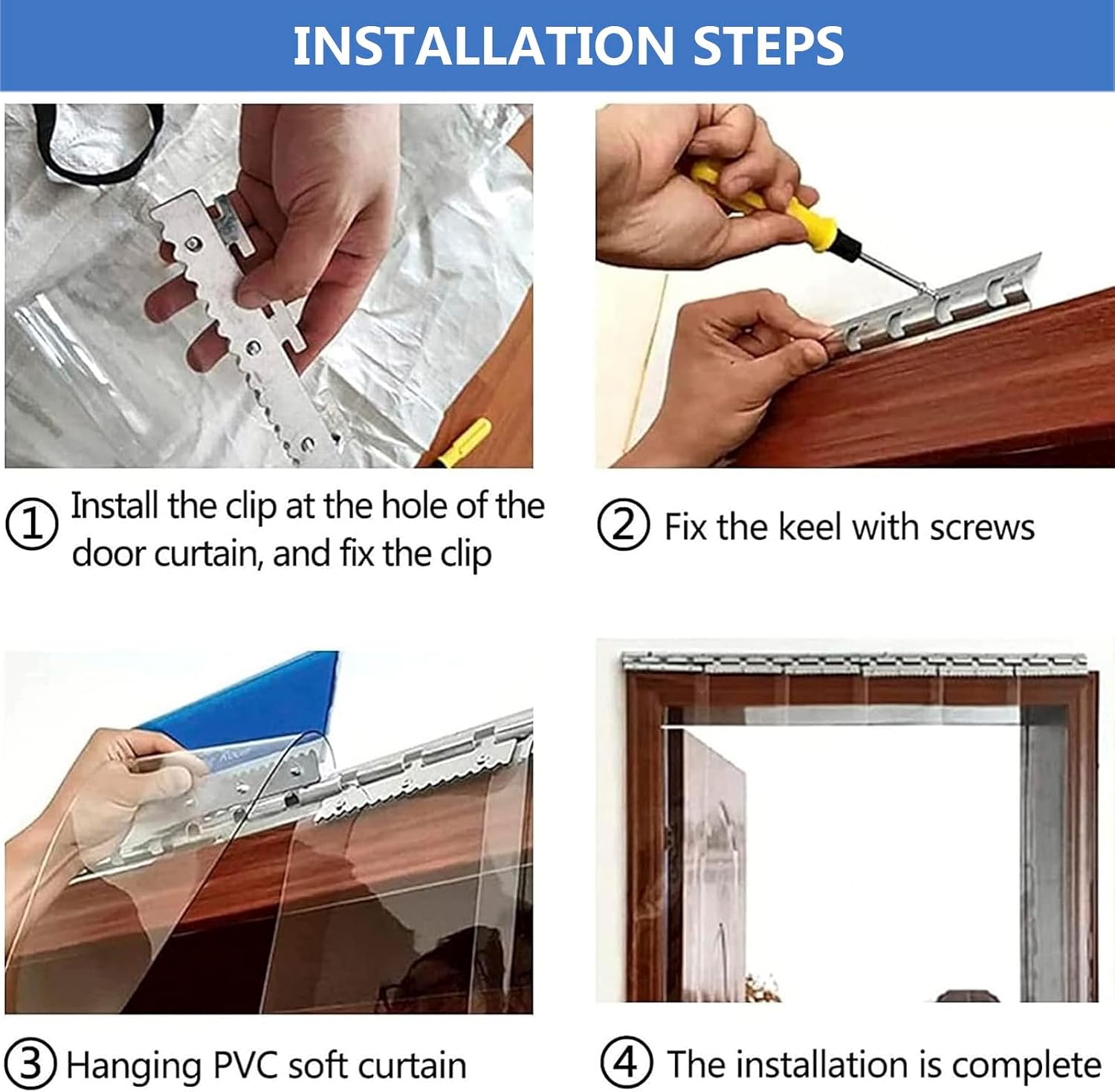 PVC Curtain Strip 1.1mm/0.04in Thickness Clear Plastic Door Curtain, Complete Plastic Strip Door Kit Waterproof for Dog House,Winter,Freezer,Commercial,Warehouse,HxW,190X255CM/75X100IN