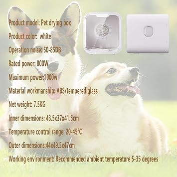 Automatic Pet Dryer Box(for Dogs) - Fast and Quiet Drying, Ionic Care, Suitable for Small and Medium Pets, 72L