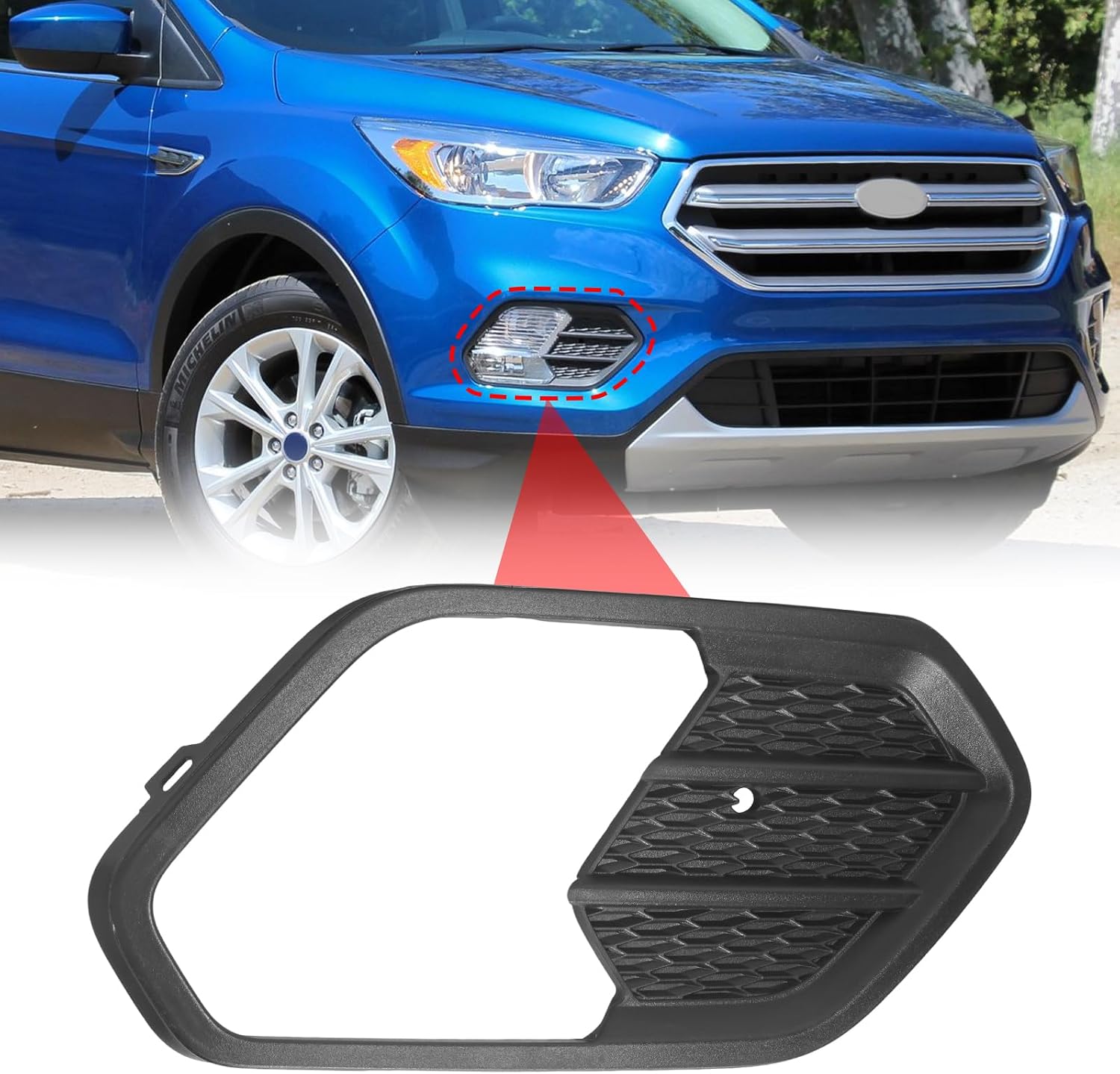 BXZ Passenger Right Side Bumper Insert Fog Light Lamp Cover Bezel For Ford Escape 2017 2018 2019